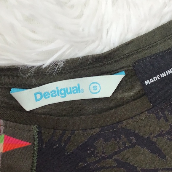 Desigual Floriana green/red flowers tee shirt S - Picture 9 of 13